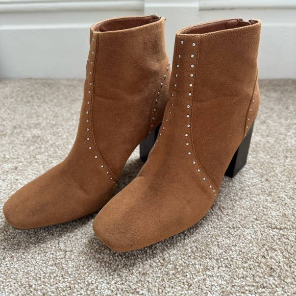 Tan Suede Heeled Booties - Picture 2 of 6